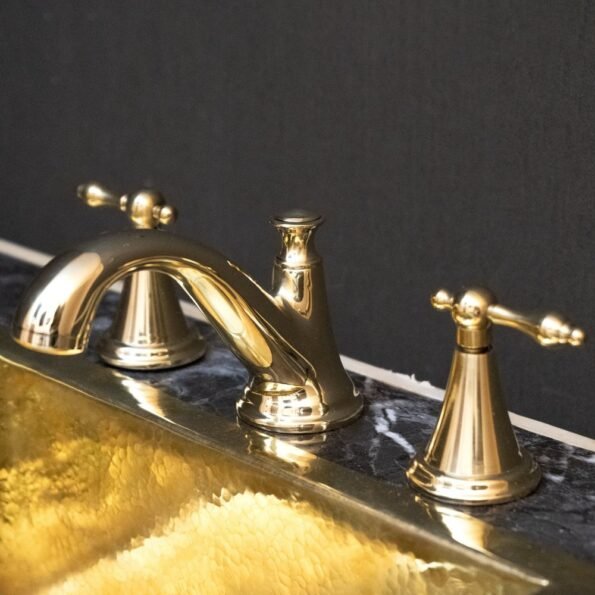 Unlacquered Brass 3 Holes Bathroom Faucet - Image 7