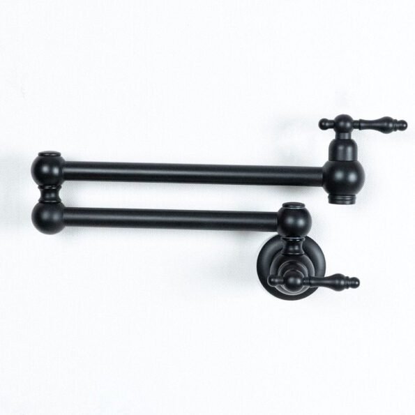 Black Brass Pot Filler With Copper Cross Handles - Image 2