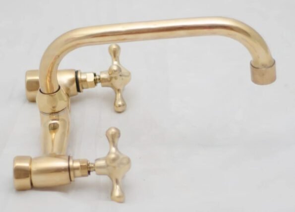 Brass wall mount bath faucet, unlacquered Bathroom Faucet - Image 2