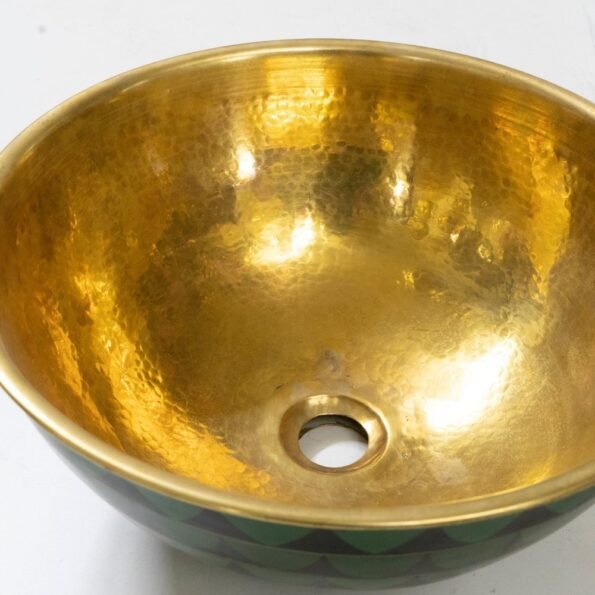 Hammered Brass And Wood Vessel Sink - Image 5