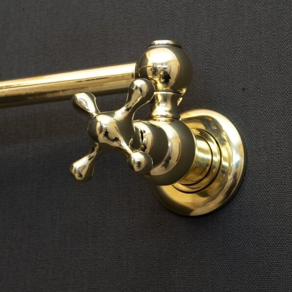 Unlacquered Brass Pot Filler with Cross Handle - Image 3