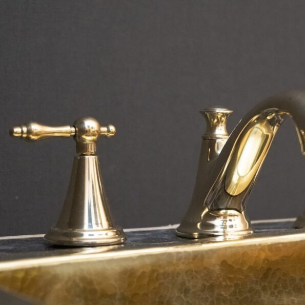 Unlacquered Brass 3 Holes Bathroom Faucet - Image 10