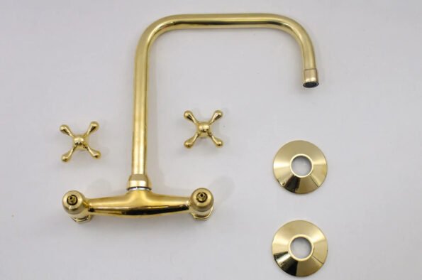 Unlacquered Brass Kitchen Wall Mount Faucet ISF43, Laundry Faucet - Image 3