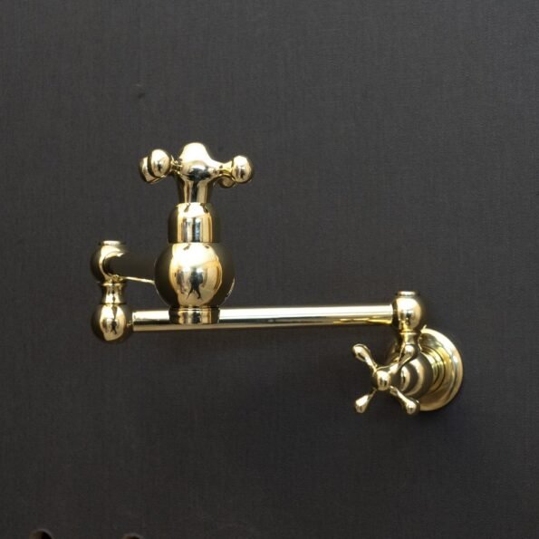 Unlacquered Brass Pot Filler with Cross Handle - Image 8