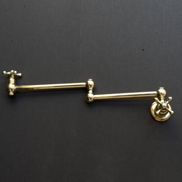 Unlacquered Brass Pot Filler with Cross Handle - Image 9