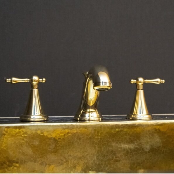 Unlacquered Brass 3 Holes Bathroom Faucet - Image 11