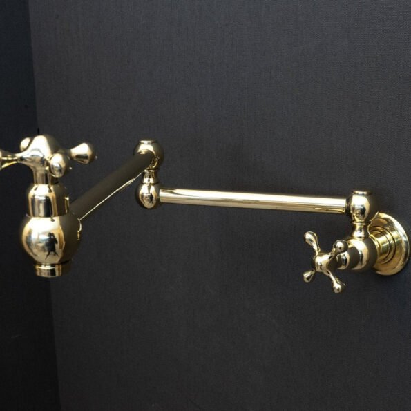 Unlacquered Brass Pot Filler with Cross Handle - Image 10