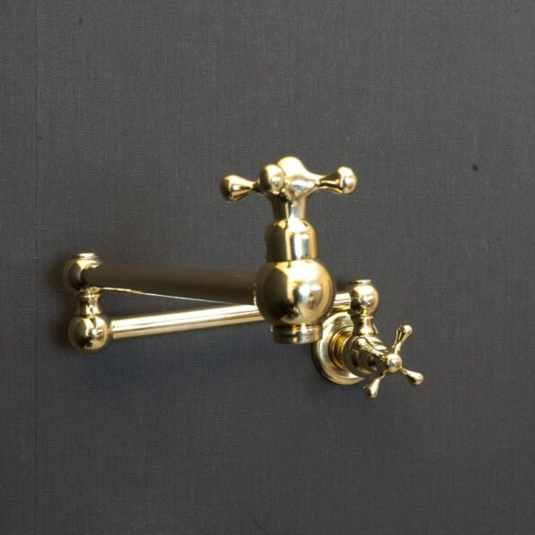 Unlacquered Brass Pot Filler with Cross Handle - Image 11