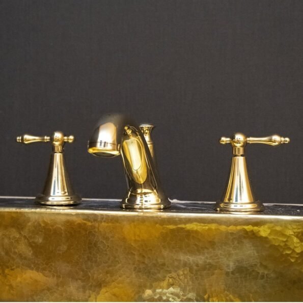 Unlacquered Brass 3 Holes Bathroom Faucet - Image 12