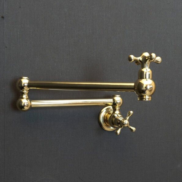 Unlacquered Brass Pot Filler with Cross Handle - Image 2