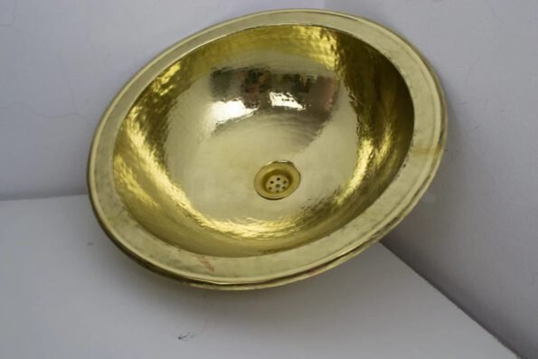 Handcrafted hammered round solid brass sink, drop in customizable brass kitchen sink (16,125)