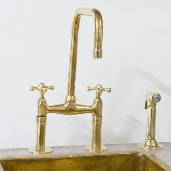 Brass Bridge Faucet With Hand Sprayer