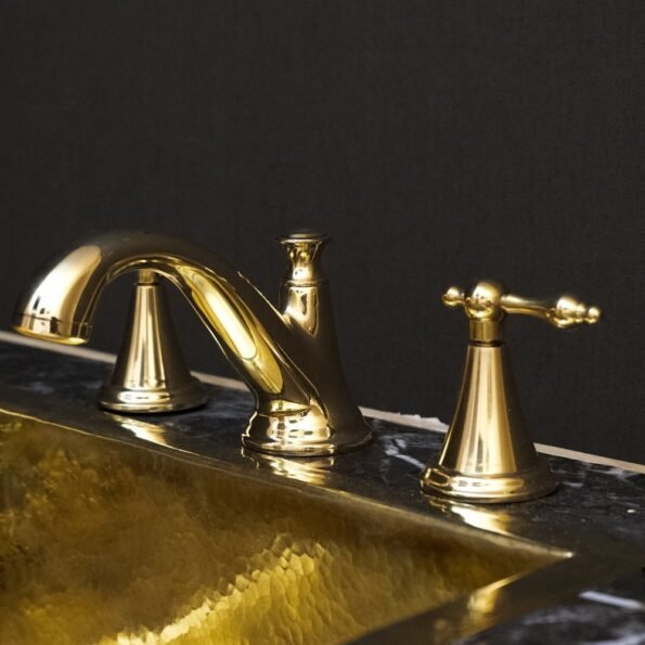 Unlacquered Brass 3 Holes Bathroom Faucet