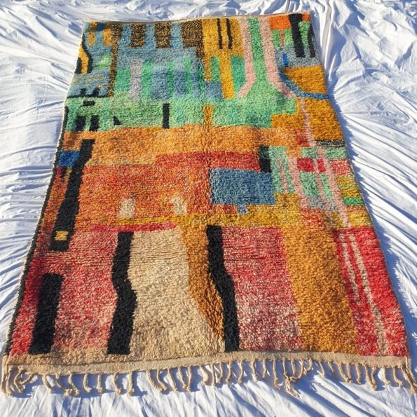 MOROCCAN BOUJAAD RUG | Moroccan Berber Rug | Colorful Rug Moroccan Carpet | Authentic Handmade Berber Bedroom Rugs | 9'8x6'6 Ft | 3x2m - Image 5