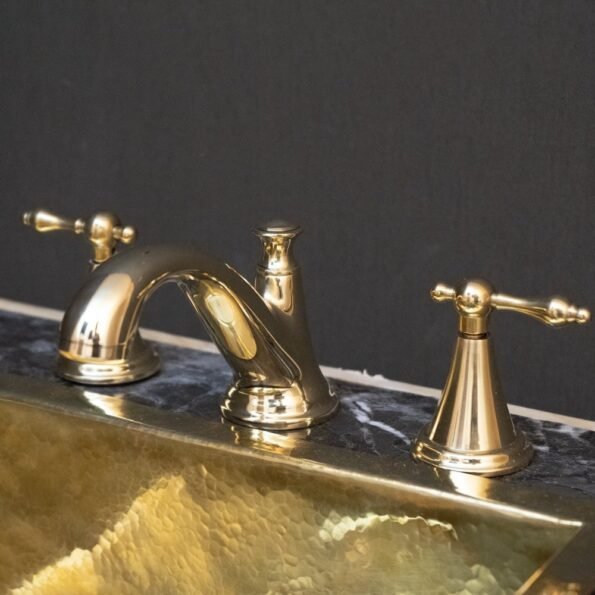 Unlacquered Brass 3 Holes Bathroom Faucet - Image 14