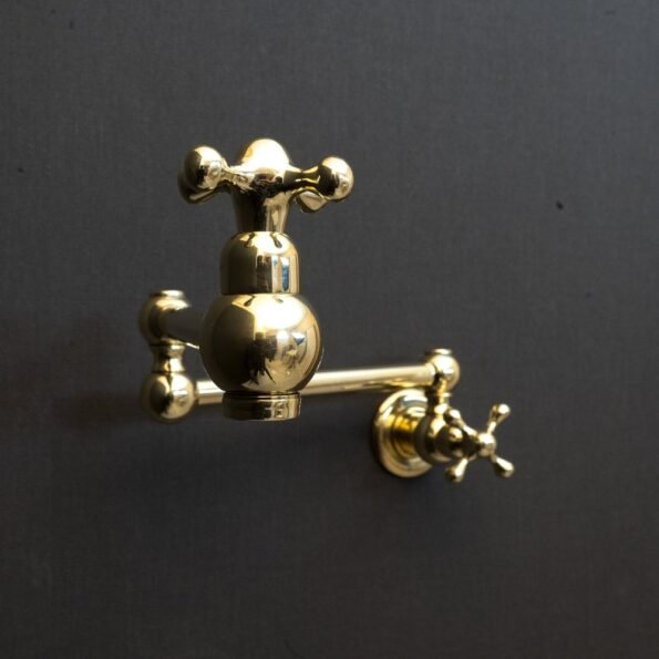 Unlacquered Brass Pot Filler with Cross Handle - Image 13