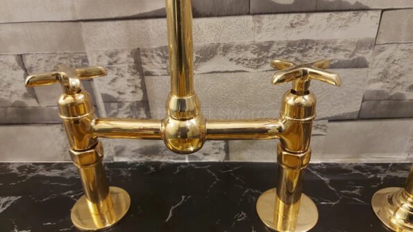 Solid brass swan bridge faucet with mixer lever - kitchen faucet - Image 4