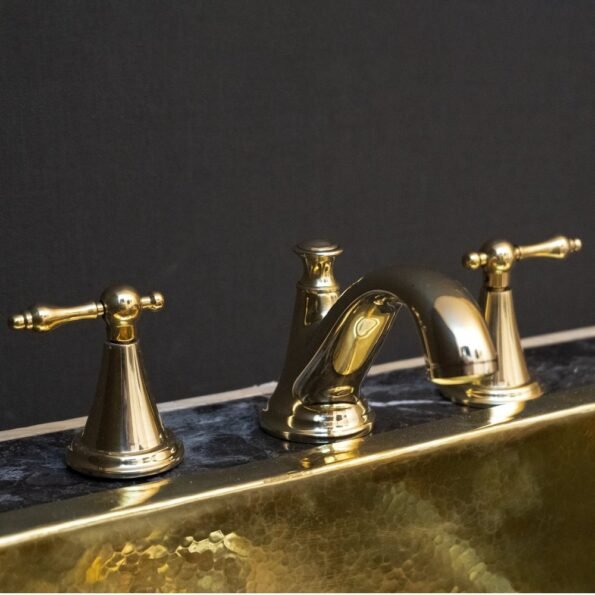 Unlacquered Brass 3 Holes Bathroom Faucet - Image 15