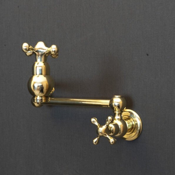 Unlacquered Brass Pot Filler with Cross Handle - Image 14