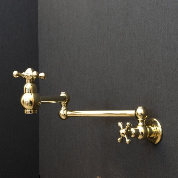 Unlacquered Brass Pot Filler with Cross Handle - Image 15