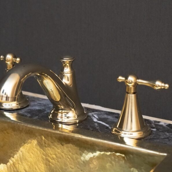 Unlacquered Brass 3 Holes Bathroom Faucet - Image 18