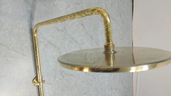 Handmade etched brass outdoor shower system - unlacquered brass shower faucet - Image 10