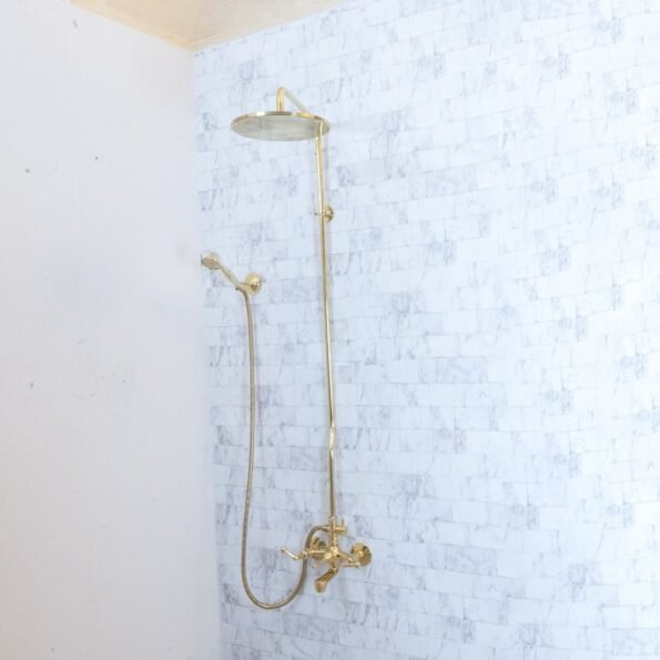 Unlacquered brass shower tub filler - Image 4