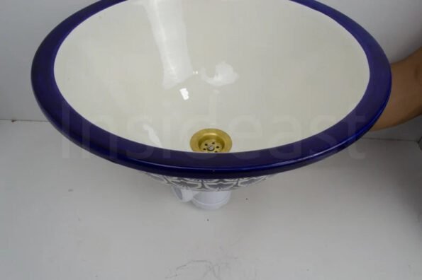 Ceramic bathroom vessel sink | hand painted vanity bowl sink - Image 2