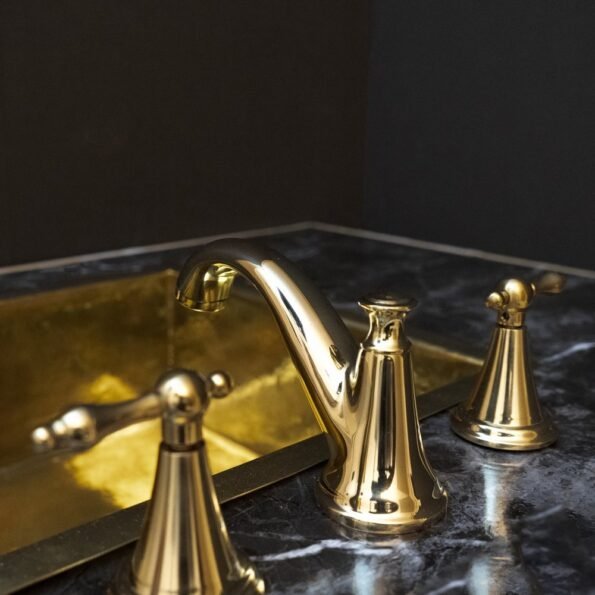 Unlacquered Brass 3 Holes Bathroom Faucet - Image 2