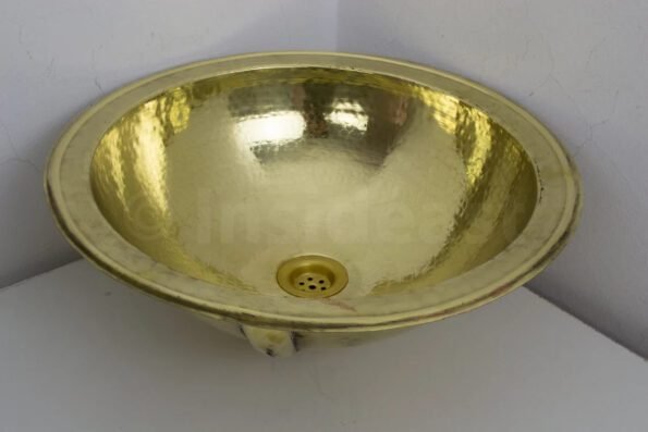 Handcrafted hammered round solid brass sink, drop in customizable brass kitchen sink (16,125) - Image 2