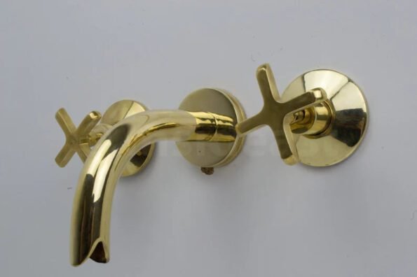 antique brass wall mount faucet - brass wall mount bathroom faucet ISW05 - Image 3