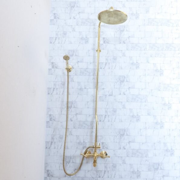 Unlacquered brass shower tub filler - Image 6