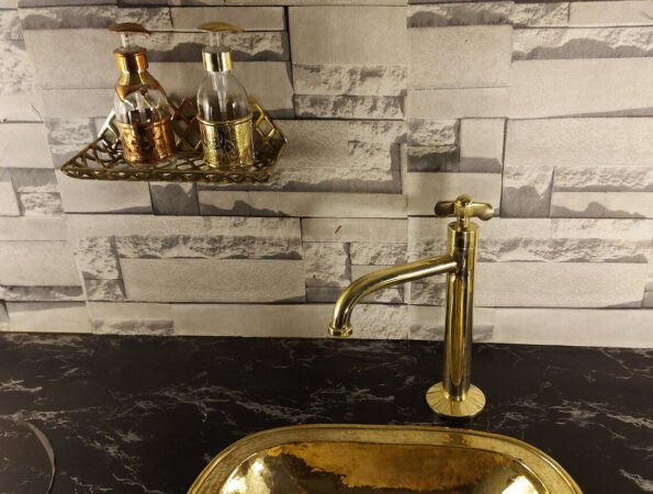 Solid brass vertical single handle sink faucet - handmade bathroom faucet - Image 3