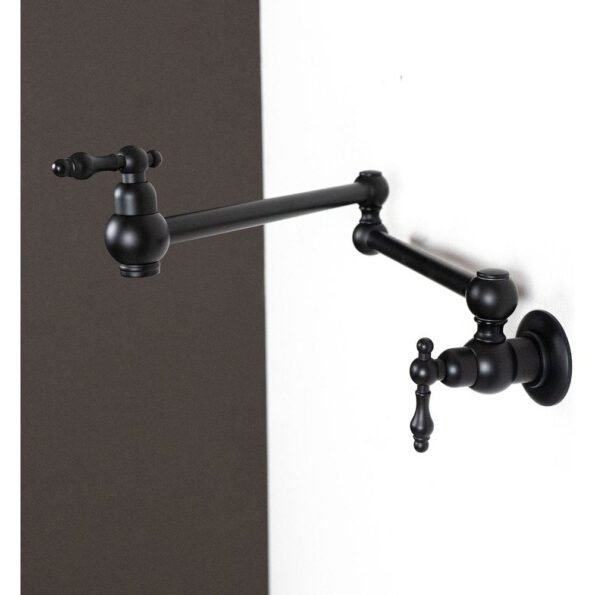 Black Brass Pot Filler With Copper Cross Handles - Image 4