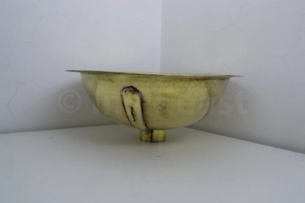 Handcrafted hammered round solid brass sink, drop in customizable brass kitchen sink (16,125) - Image 3