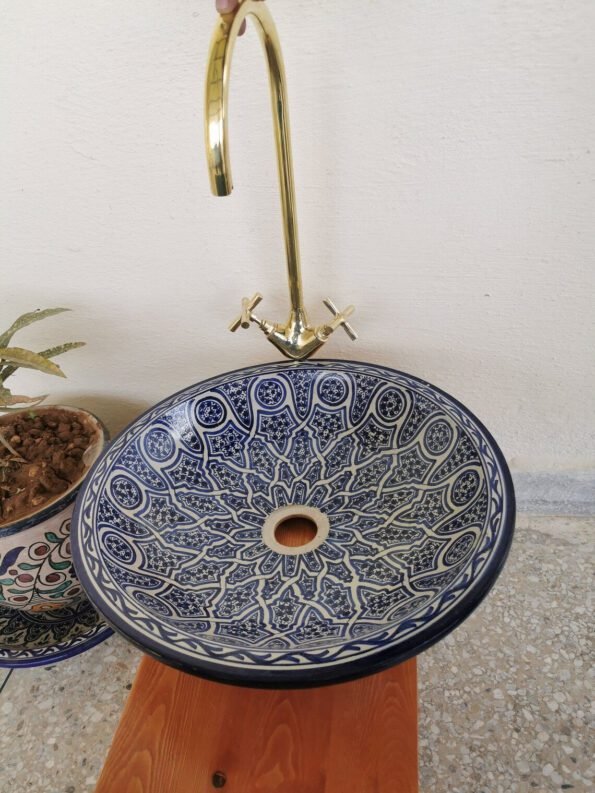 Ceramic Basin + Uncoated Brass Faucet - Customizable Ceramic Bowl & Brass Faucet - Image 2