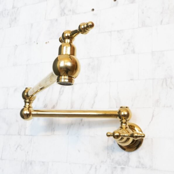 Unlacquered Brass Pot Filler with Lever Handle - Image 5