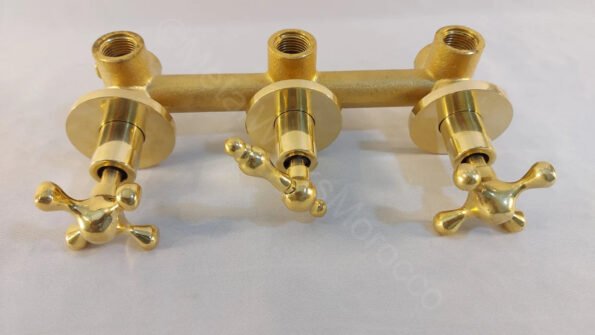 Unlacquered Brass Wall Mount Tub Filler With Handheld Shower Head - Image 6