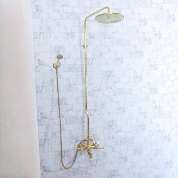 Unlacquered brass shower tub filler - Image 8