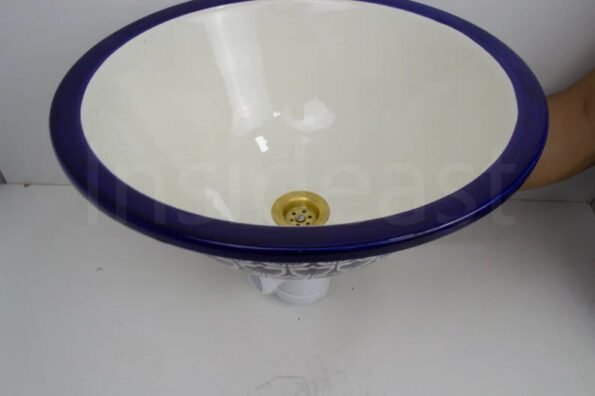 Ceramic bathroom vessel sink | hand painted vanity bowl sink - Image 4