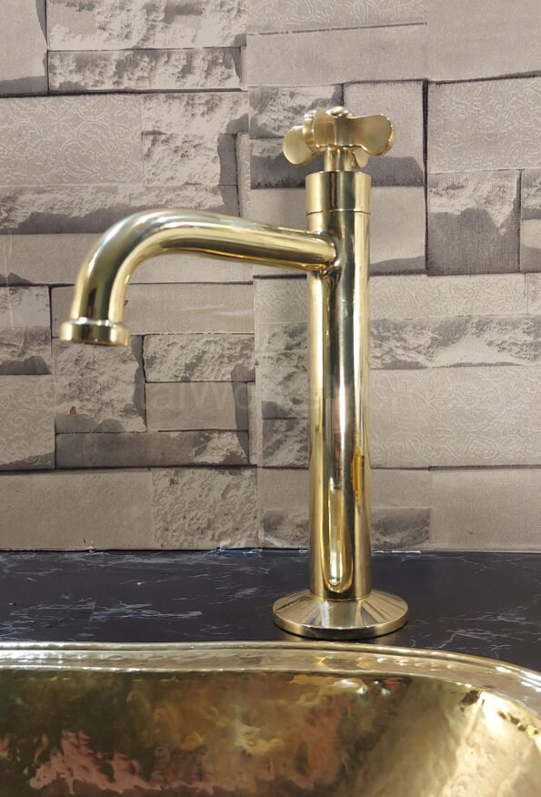 Solid brass vertical single handle sink faucet - handmade bathroom faucet - Image 5