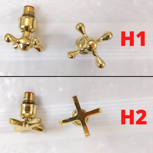 Unlacquered brass 3 holes bathroom faucet, deck mounted bath faucet with cross handles - Image 4