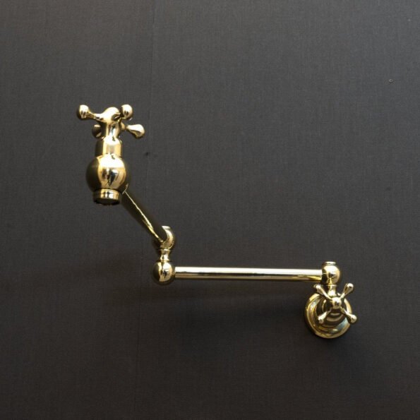 Unlacquered Brass Pot Filler with Cross Handle - Image 4