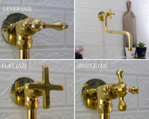 Unlacquered Brass Pot Filler Kitchen Faucet, Traditional Solid Brass Faucet with Cross Handle - Image 6