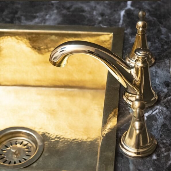 Unlacquered Brass 3 Holes Bathroom Faucet - Image 4