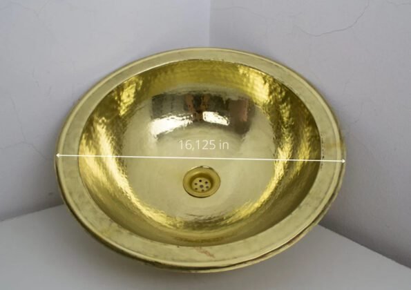 Handcrafted hammered round solid brass sink, drop in customizable brass kitchen sink (16,125) - Image 7