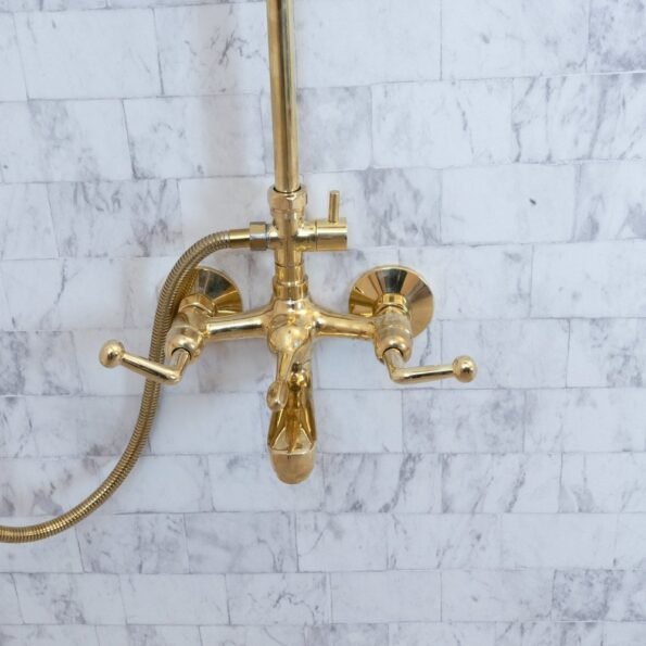 Unlacquered brass shower tub filler - Image 7