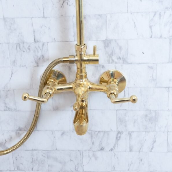 Unlacquered brass shower tub filler - Image 5