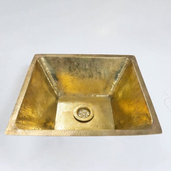 Handcrafted Undermount Hammered Brass Sink - Image 5