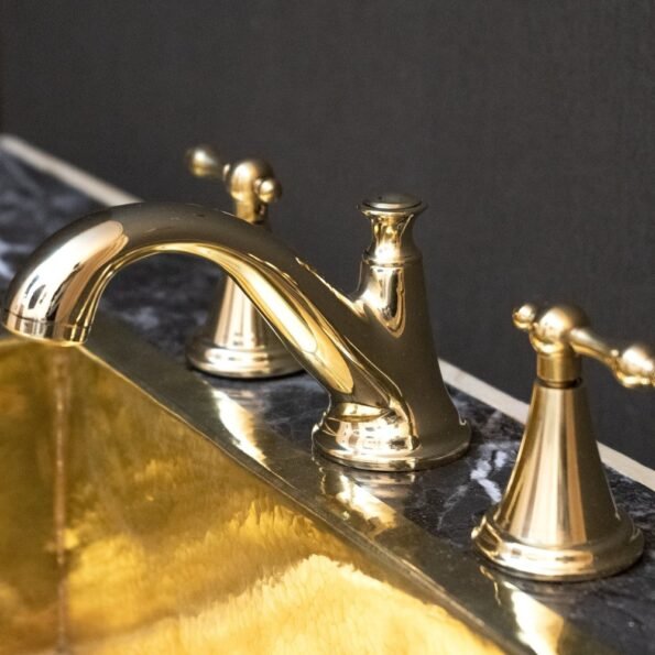 Unlacquered Brass 3 Holes Bathroom Faucet - Image 6